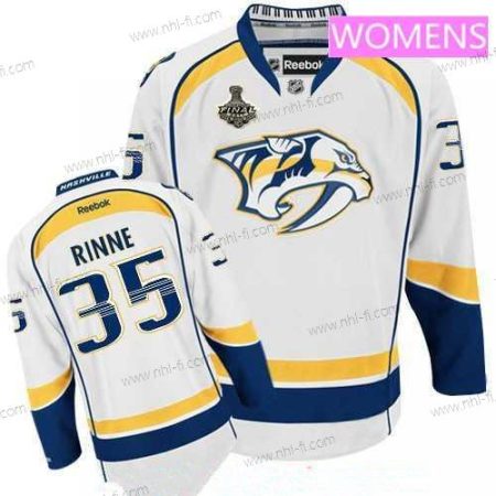 WoNashville Predators #35 Pekka Rinne Valkoinen 2017 Stanley Cup Finals Patch Ommeltu NHL Reebok Jääkiekko Paita – Miesten