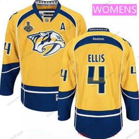 WoNashville Predators #4 Ryan Ellis Keltainen 2017 Stanley Cup Finals A Patch Ommeltu NHL Reebok Jääkiekko Paita – Miesten