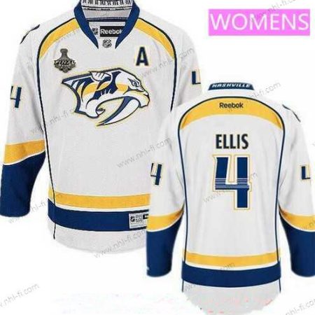 WoNashville Predators #4 Ryan Ellis Valkoinen 2017 Stanley Cup Finals A Patch Ommeltu NHL Reebok Jääkiekko Paita – Miesten