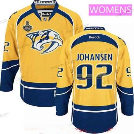 WoNashville Predators #92 Ryan Johansen Keltainen 2017 Stanley Cup Finals Patch Ommeltu NHL Reebok Jääkiekko Paita – Miesten