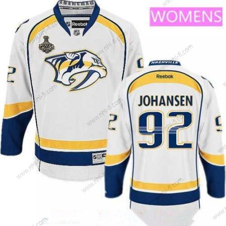 WoNashville Predators #92 Ryan Johansen Valkoinen 2017 Stanley Cup Finals Patch Ommeltu NHL Reebok Jääkiekko Paita – Miesten