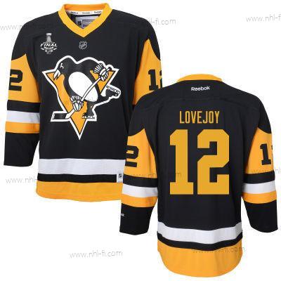 WoPittsburgh Penguins #12 Ben Lovejoy Musta With Keltainen 2017 Stanley Cup NHL Finals Patch Paita – Miesten