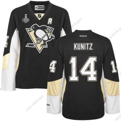 WoPittsburgh Penguins #14 Chris Kunitz Musta Maajoukkue Color 2017 Stanley Cup NHL Finals A Patch Paita – Miesten