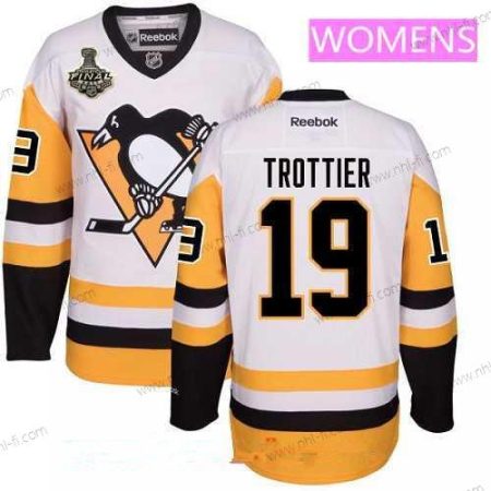 WoPittsburgh Penguins #19 Bryan Trottier Valkoinen Vieras 2017 Stanley Cup Finals Patch Ommeltu NHL Reebok Jääkiekko Paita – Miesten