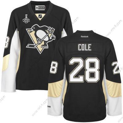 WoPittsburgh Penguins #28 Ian Cole Musta Maajoukkue Color 2017 Stanley Cup NHL Finals Patch Paita – Miesten