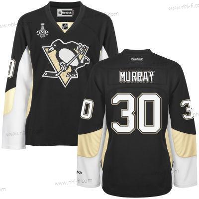 WoPittsburgh Penguins #30 Matt Murray Musta Maajoukkue Color 2017 Stanley Cup NHL Finals Patch Paita – Miesten