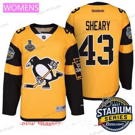 WoPittsburgh Penguins #43 Conor Sheary Keltainen Stadium Series 2017 Stanley Cup Finals Patch Ommeltu NHL Reebok Jääkiekko Paita – Miesten