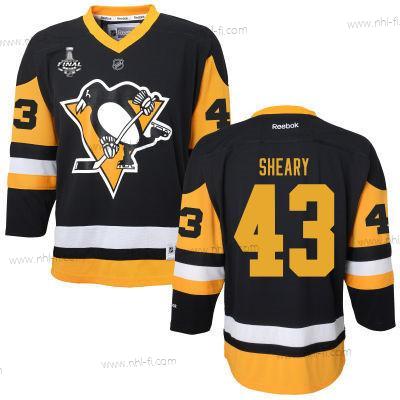 WoPittsburgh Penguins #43 Conor Sheary Musta With Keltainen 2017 Stanley Cup NHL Finals Patch Paita – Miesten