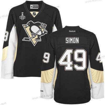 WoPittsburgh Penguins #49 Dominik Simon Musta Maajoukkue Color 2017 Stanley Cup NHL Finals Patch Paita – Miesten