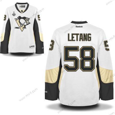 WoPittsburgh Penguins #58 Kris Letang Valkoinen Road 2017 Stanley Cup NHL Finals Patch Paita – Miesten