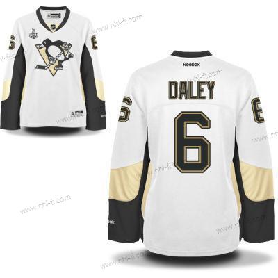 WoPittsburgh Penguins #6 Trevor Daley Valkoinen Road 2017 Stanley Cup NHL Finals Patch Paita – Miesten