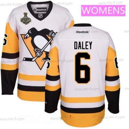 WoPittsburgh Penguins #6 Trevor Daley Valkoinen Vieras 2017 Stanley Cup Finals Patch Ommeltu NHL Reebok Jääkiekko Paita – Miesten