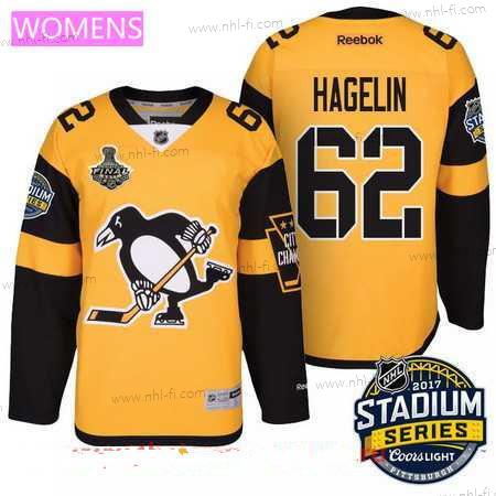 WoPittsburgh Penguins #62 Carl Hagelin Keltainen Stadium Series 2017 Stanley Cup Finals Patch Ommeltu NHL Reebok Jääkiekko Paita – Miesten