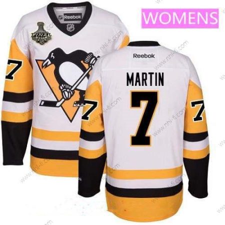 WoPittsburgh Penguins #7 Paul Martin Valkoinen Vieras 2017 Stanley Cup Finals Patch Ommeltu NHL Reebok Jääkiekko Paita – Miesten