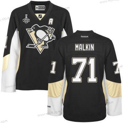 WoPittsburgh Penguins #71 Evgeni Malkin Musta Maajoukkue Color 2017 Stanley Cup NHL Finals A Patch Paita – Miesten