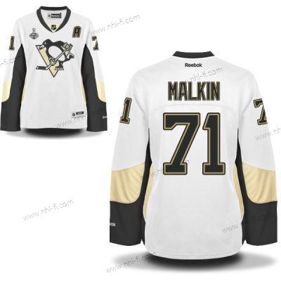 WoPittsburgh Penguins #71 Evgeni Malkin Valkoinen Road 2017 Stanley Cup NHL Finals A Patch Paita – Miesten