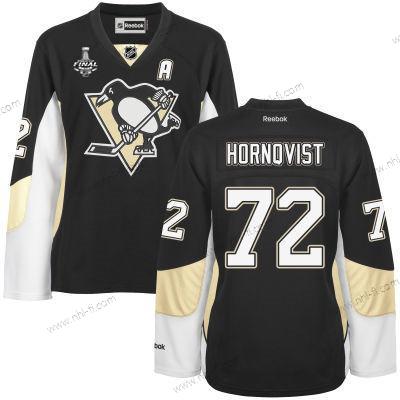 WoPittsburgh Penguins #72 Patric Hornqvist Musta Maajoukkue Color 2017 Stanley Cup NHL Finals Patch Paita – Miesten