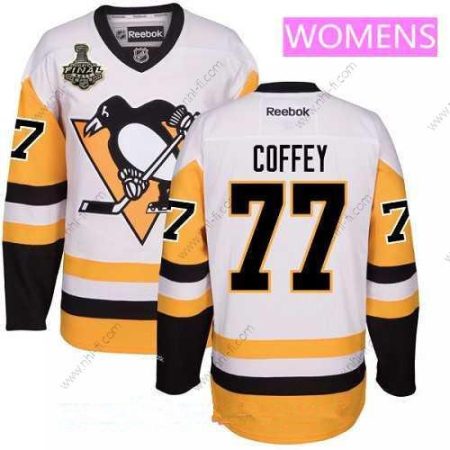 WoPittsburgh Penguins #77 Paul Coffey Valkoinen Vieras 2017 Stanley Cup Finals Patch Ommeltu NHL Reebok Jääkiekko Paita – Miesten