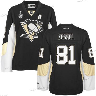 WoPittsburgh Penguins #81 Phil Kessel Musta Maajoukkue Color 2017 Stanley Cup NHL Finals Patch Paita – Miesten