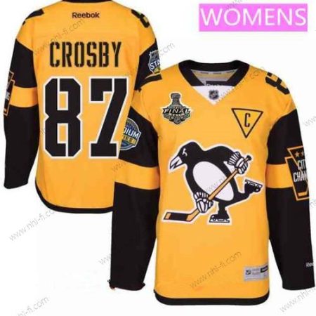 WoPittsburgh Penguins #87 Sidney Crosby Keltainen Stadium Series 2017 Stanley Cup Finals Patch Ommeltu NHL Reebok Jääkiekko Paita – Miesten