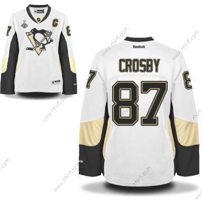 WoPittsburgh Penguins #87 Sidney Crosby Valkoinen Road 2017 Stanley Cup NHL Finals C Patch Paita – Miesten