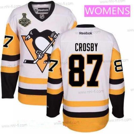 WoPittsburgh Penguins #87 Sidney Crosby Valkoinen Vieras 2017 Stanley Cup Finals Patch Ommeltu NHL Reebok Jääkiekko Paita – Miesten