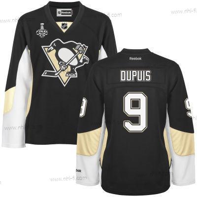 WoPittsburgh Penguins #9 Pascal Dupuis Musta Maajoukkue Color 2017 Stanley Cup NHL Finals Patch Paita – Miesten