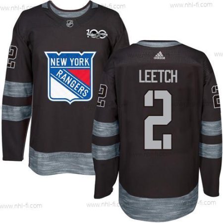 York New York Rangers #2 Brian Leetch Musta 1917-2017 100th Vuosipäivä Ommeltu NHL Paita – Miesten