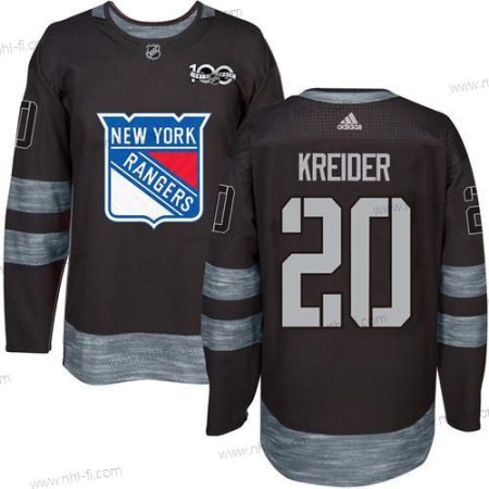 York New York Rangers #20 Chris Kreider Musta 1917-2017 100th Vuosipäivä Ommeltu NHL Paita – Miesten