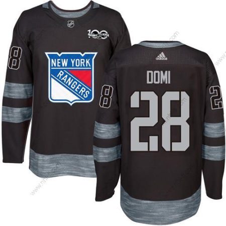 York New York Rangers #28 Tie Domi Musta 1917-2017 100th Vuosipäivä Ommeltu NHL Paita – Miesten