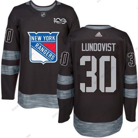 York New York Rangers #30 Henrik Lundqvist Musta 1917-2017 100th Vuosipäivä Ommeltu NHL Paita – Miesten