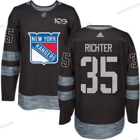 York New York Rangers #35 Mike Richter Musta 1917-2017 100th Vuosipäivä Ommeltu NHL Paita – Miesten