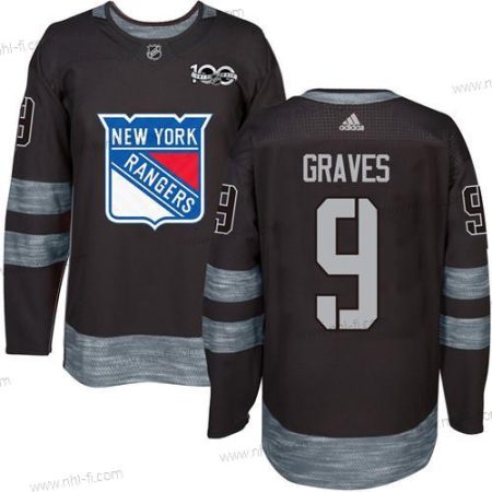 York New York Rangers #9 Adam Graves Musta 1917-2017 100th Vuosipäivä Ommeltu NHL Paita – Miesten