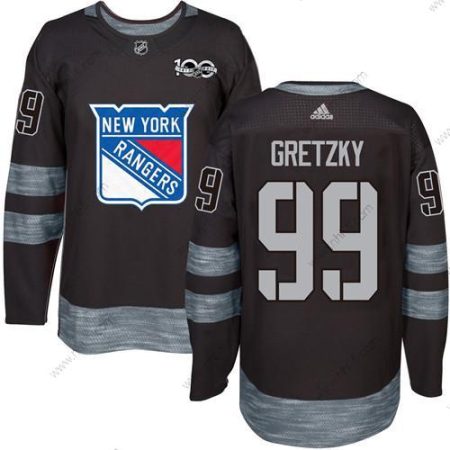 York New York Rangers #99 Wayne Gretzky Musta 1917-2017 100th Vuosipäivä Ommeltu NHL Paita – Miesten